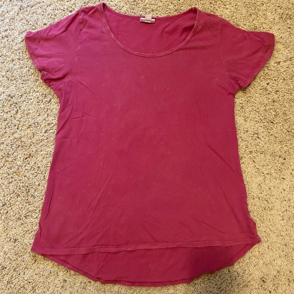 Red worn-wash a-line Tshirt and longer in the back - Picture 3 of 3